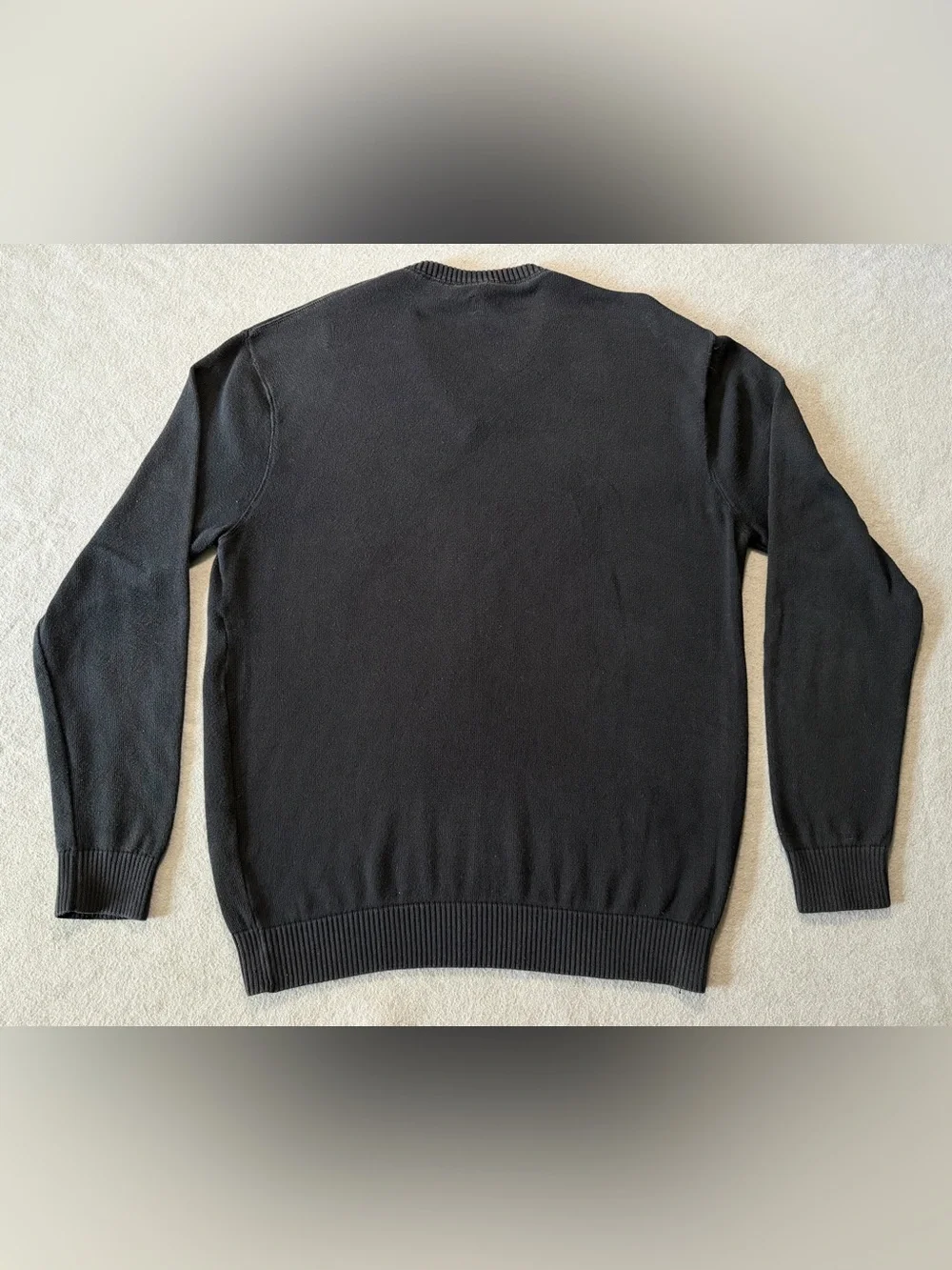 Lacoste V-Neck Sweater Men’s XL Black Cotton Knit Pullover Crocodile Logo